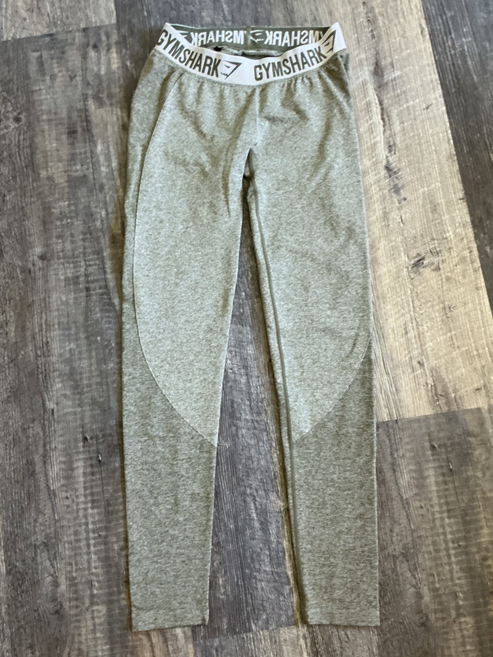 Gymshark Olive Heather Leggings with Branded Waistband
